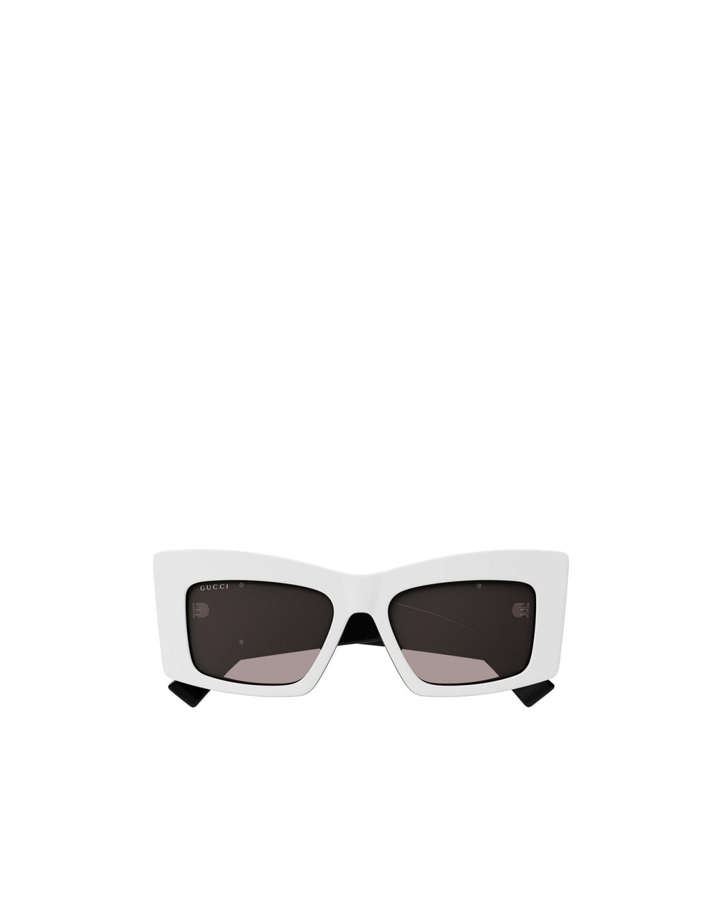 Gucci White Eyewear Rectangular Logo-Detail Sunglasses