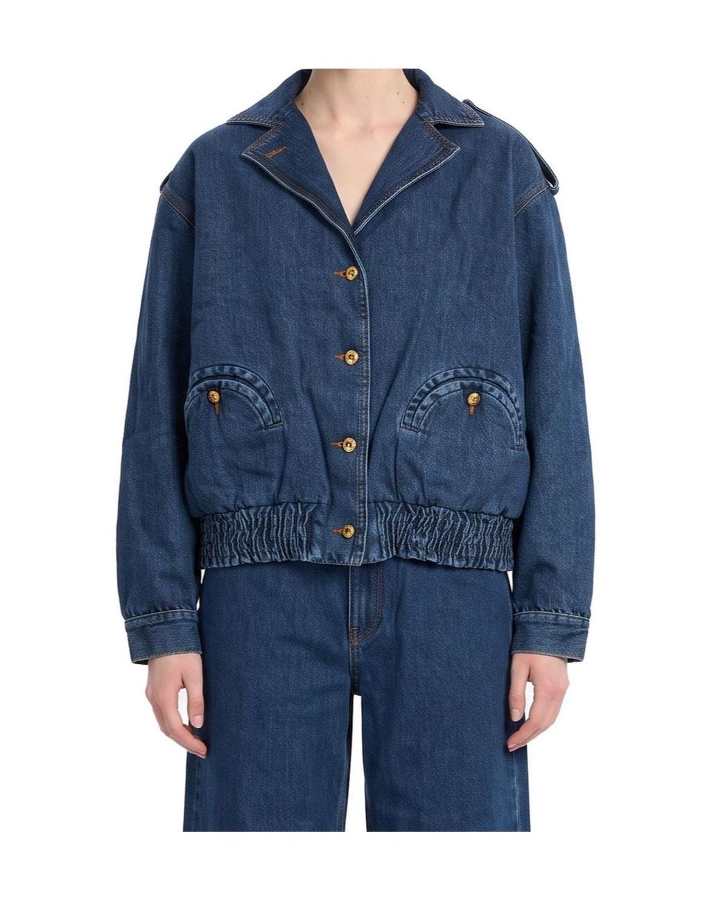 Blazé Milano Blue Blazé Milano Buttoned Elasticated Hem Denim Jacket