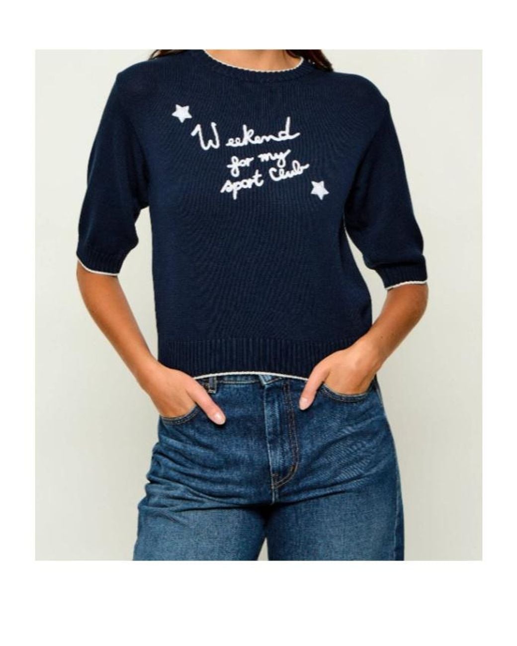 Weekend by Maxmara Blue Wkdfiacre Logo Intarsia Knitted Top
