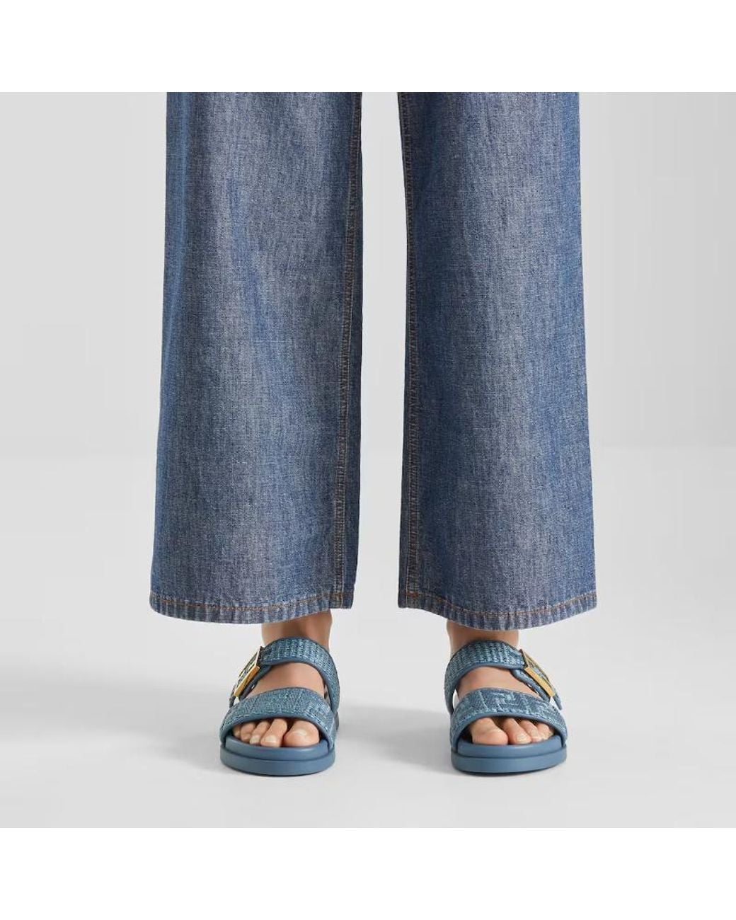 Fendi Blue Feel Chicc Buckled Slides