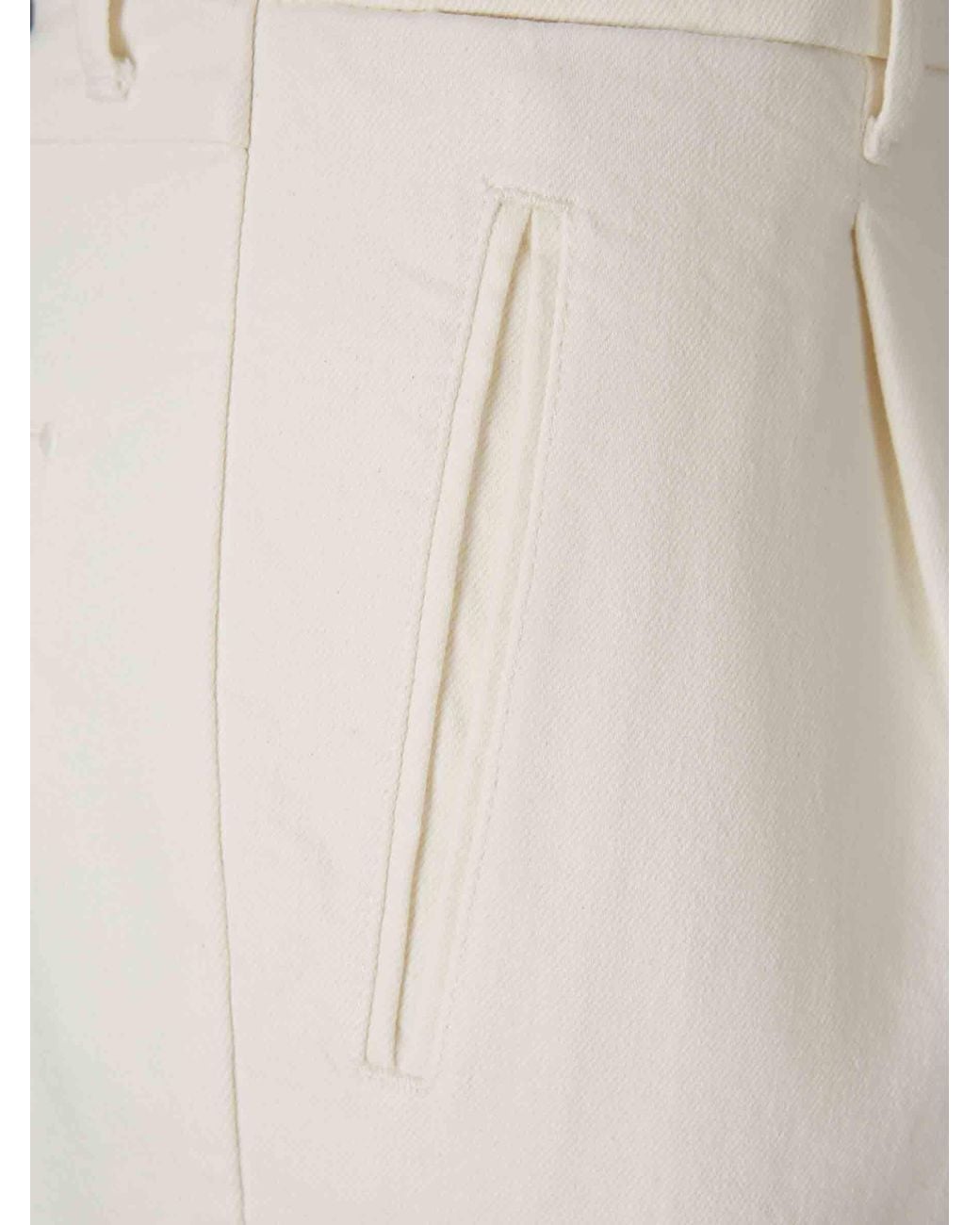 Incotex White Pleated Straight-Leg Trousers for men
