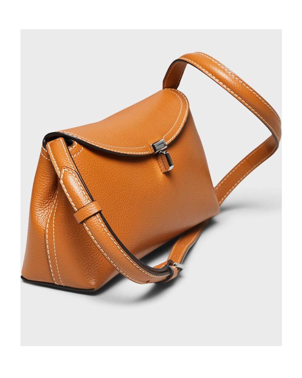 Totême Brown Totême Logo Plaque Foldover Top Crossbody Bag