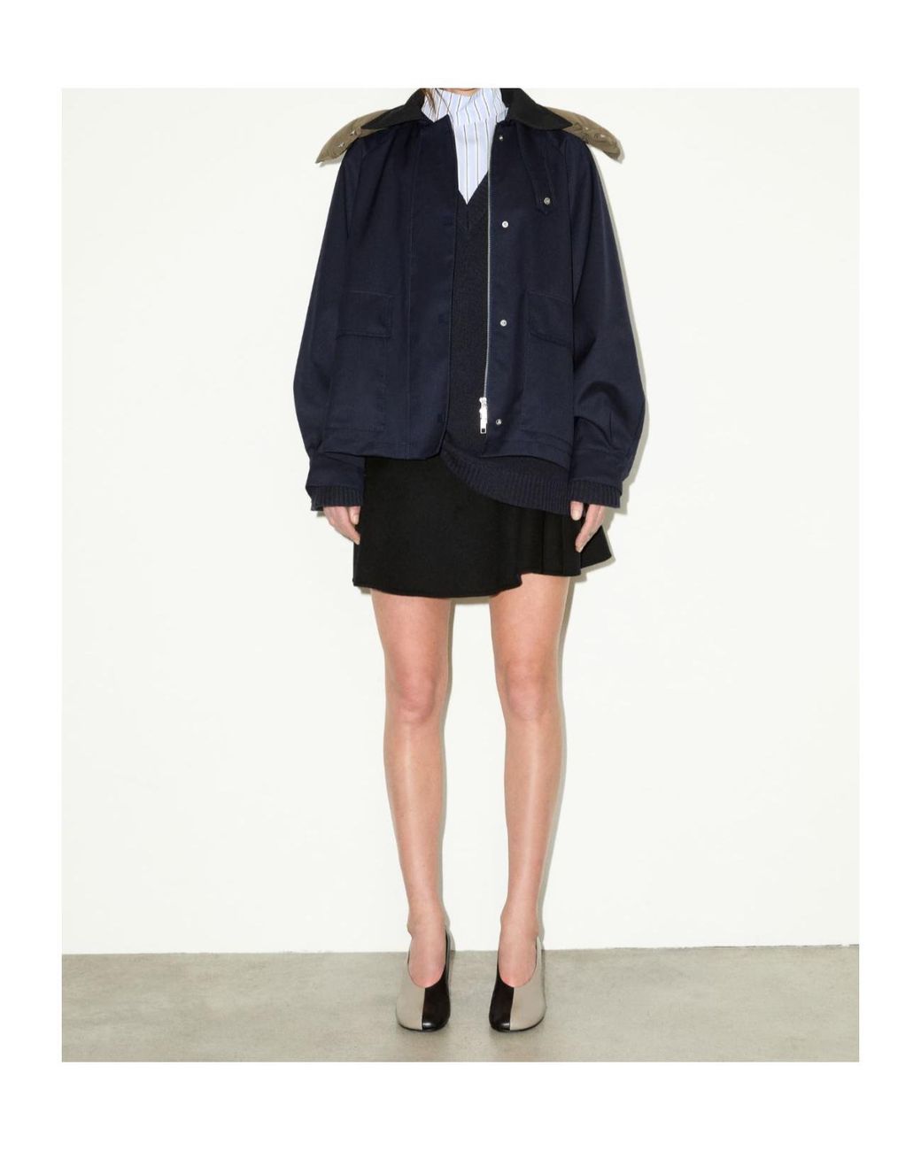 MAX&Co. Blue Hooded Gabardine Barn Jacket