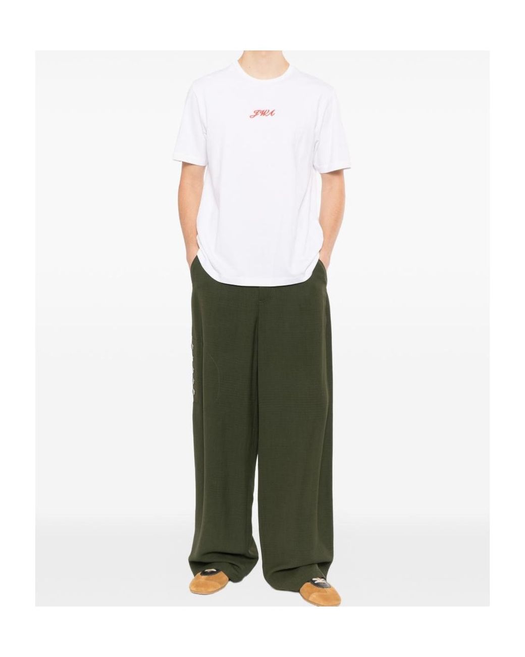 J.W. Anderson White Jw Anderson Logo Embroidered Crewneck T-Shirt for men