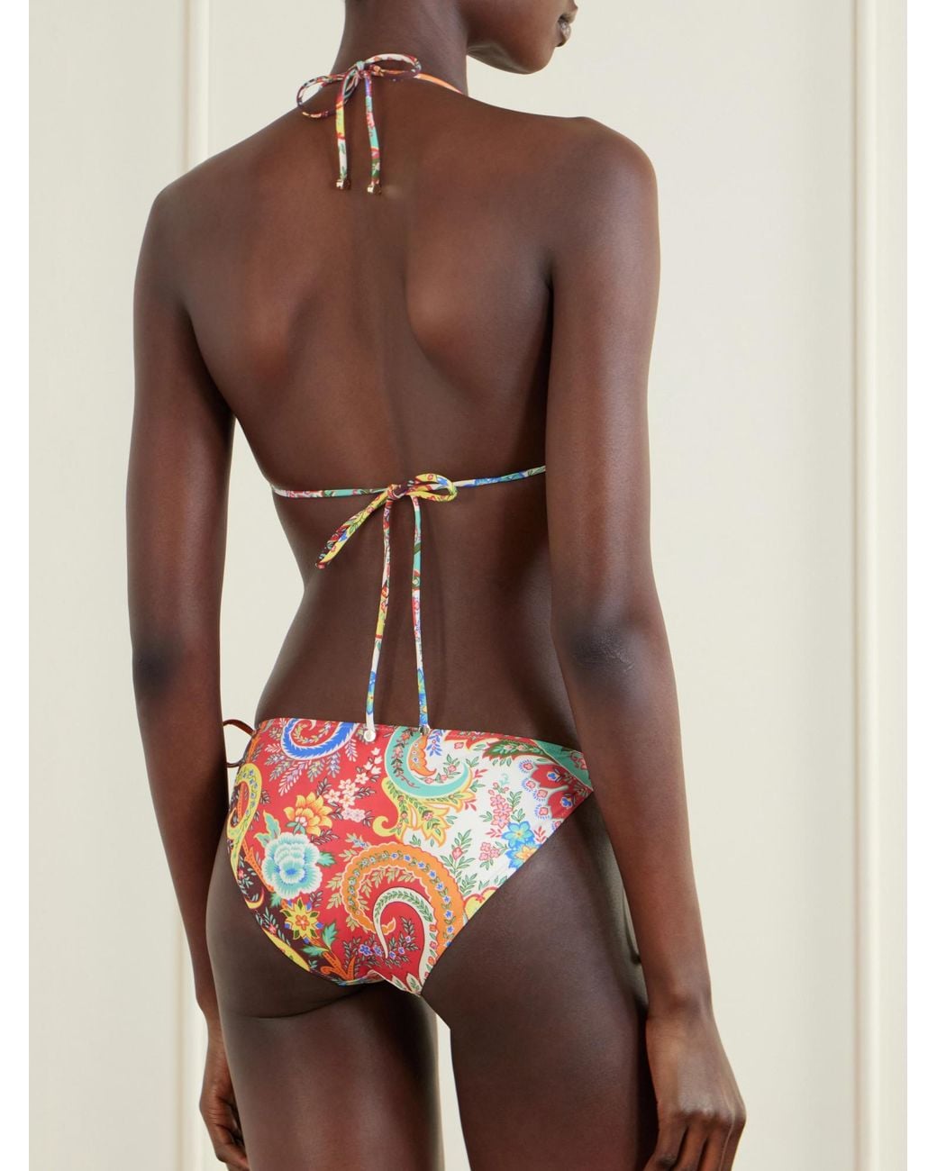 Etro White Fine Strap Printed Swimsuit