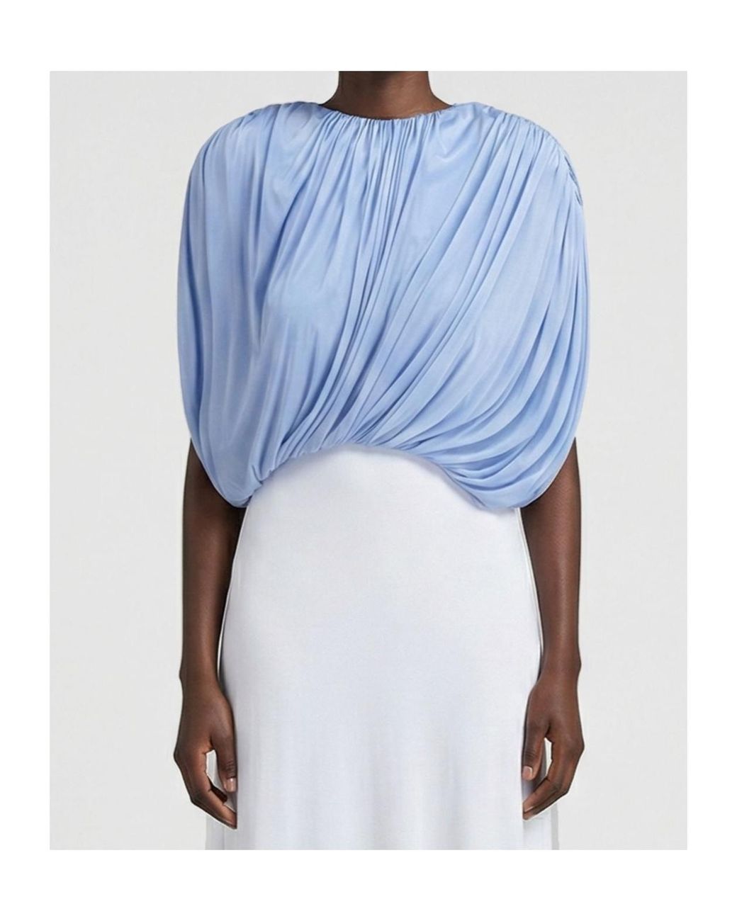 Magda Butrym Blue Pleated Sleeveless Blouse