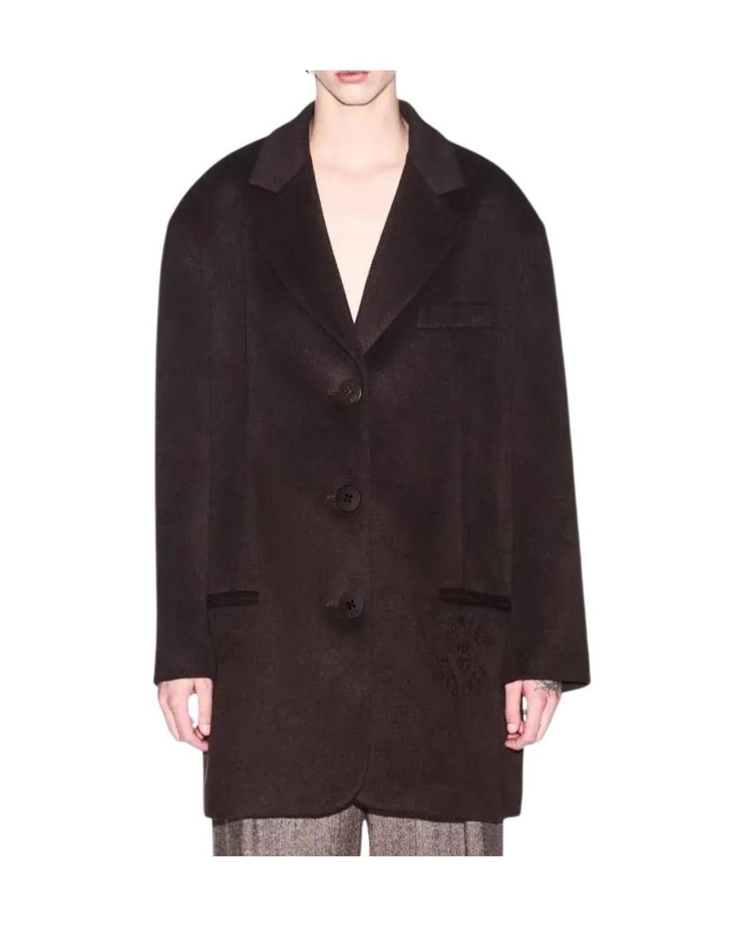 ARMANI EXCHANGE Blue Caban Logo-Embroidered Single-Breasted Coat