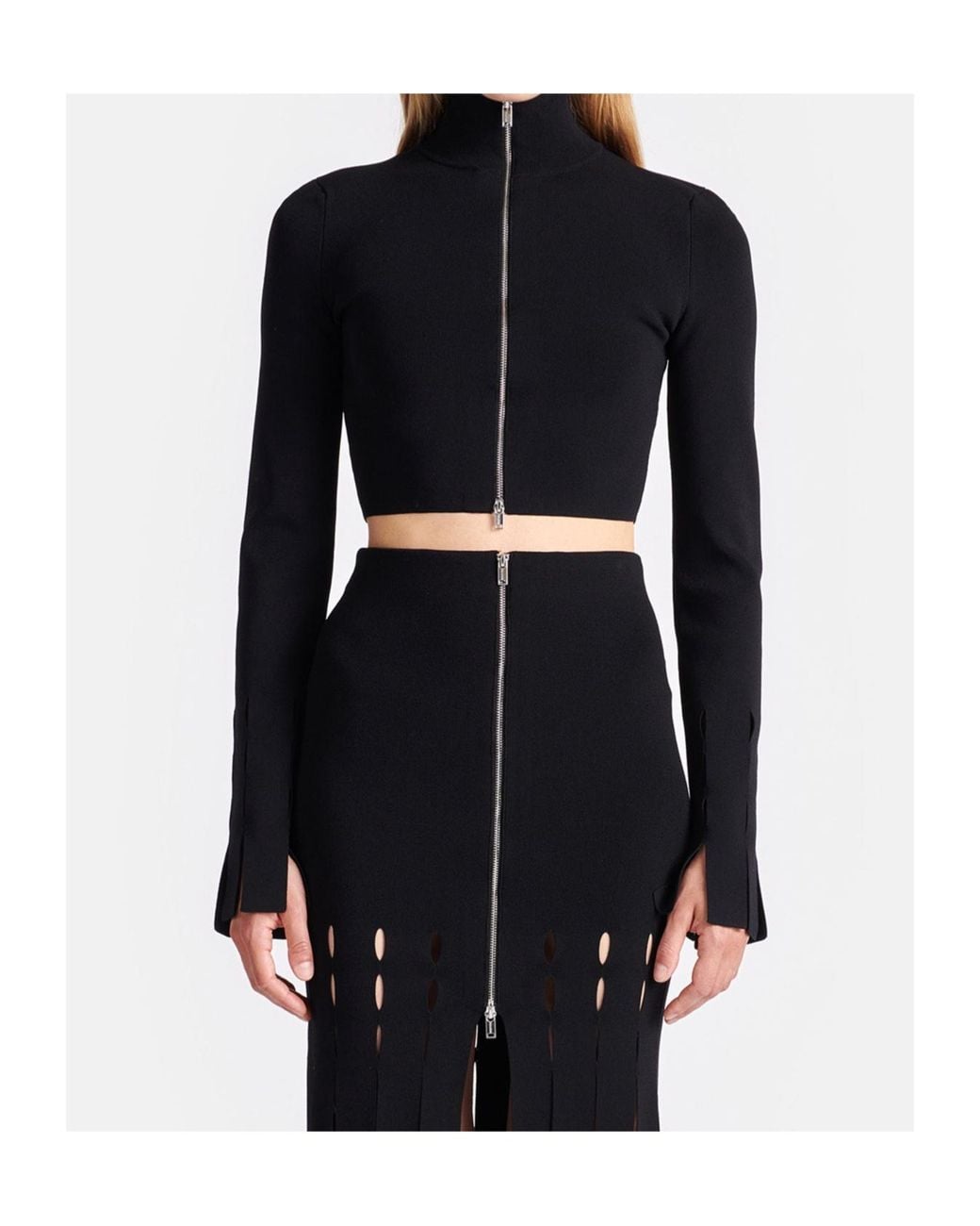Nanushka Black Izan Fringed Zip-Up Cardigan
