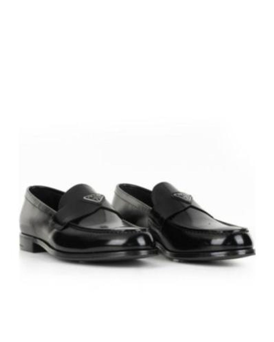 Prada Black Enamel-Triangle-Logo Slip-On Loafers for men