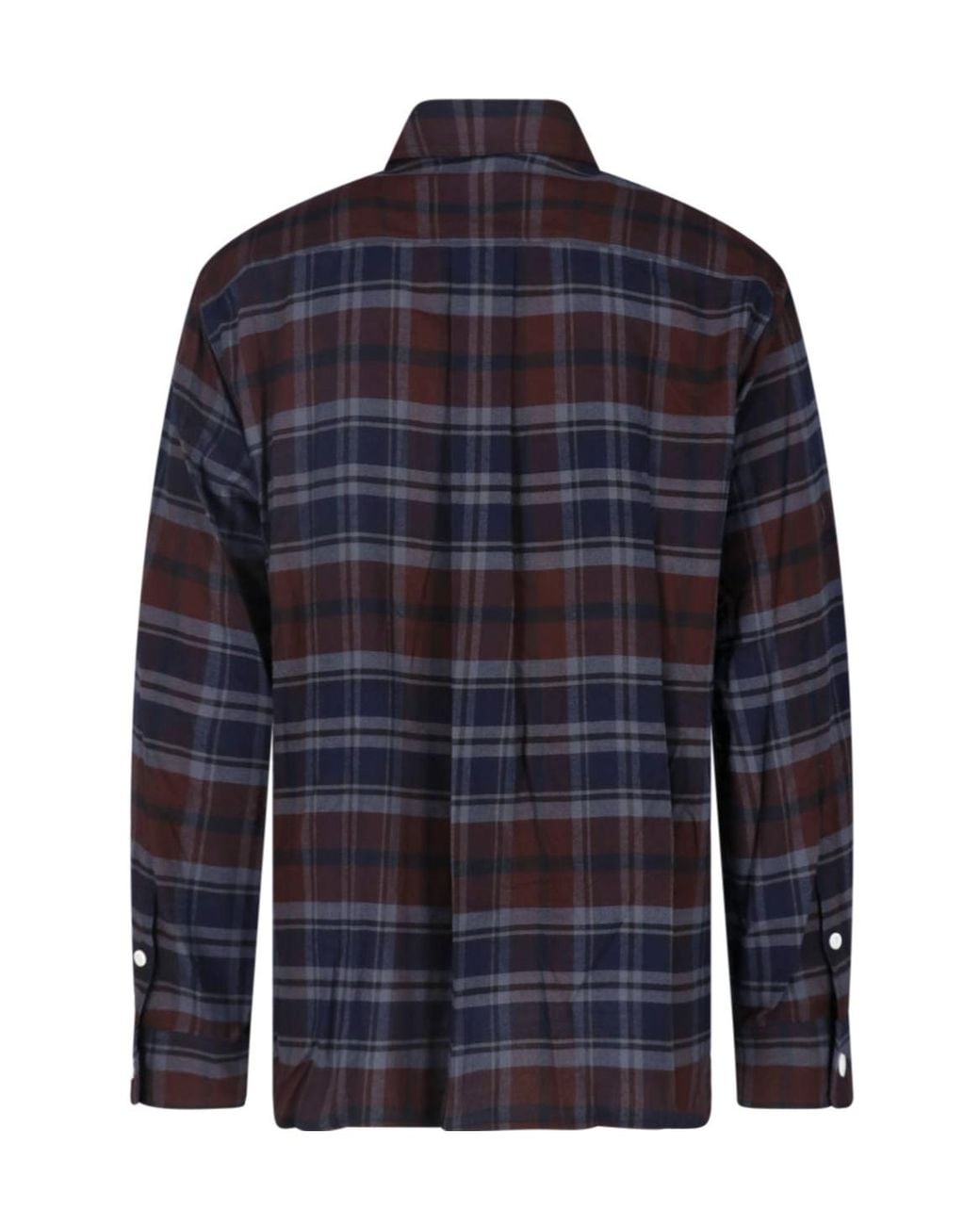 Sacai Blue Draped Plaid Shirt
