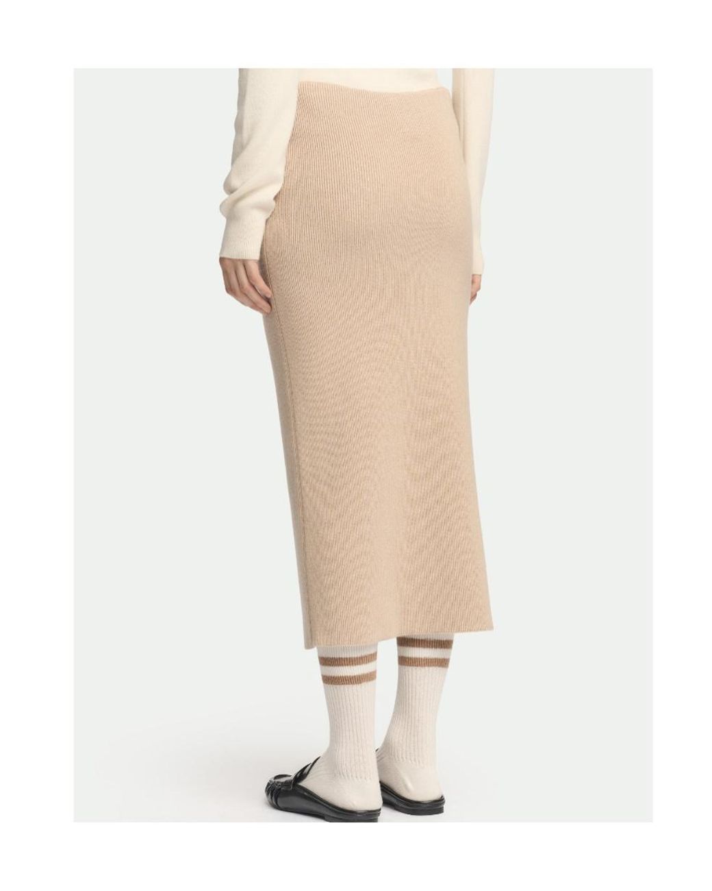 Malo Natural Ribbed Knitted Skirt