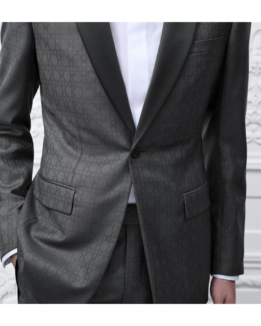 Dior Gray Long-Sleeved Suit Jacket Set for men