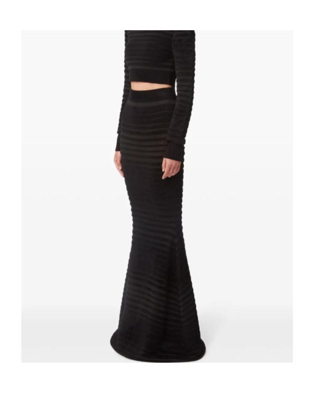 Nina Ricci Black Tonal Stripe Mermaid Skirt