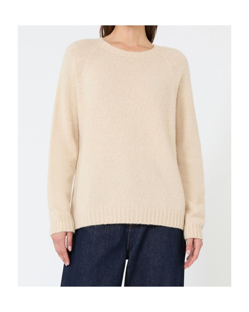 Weekend by Maxmara Natural Ribbed Crew Neck Knitted Sweater