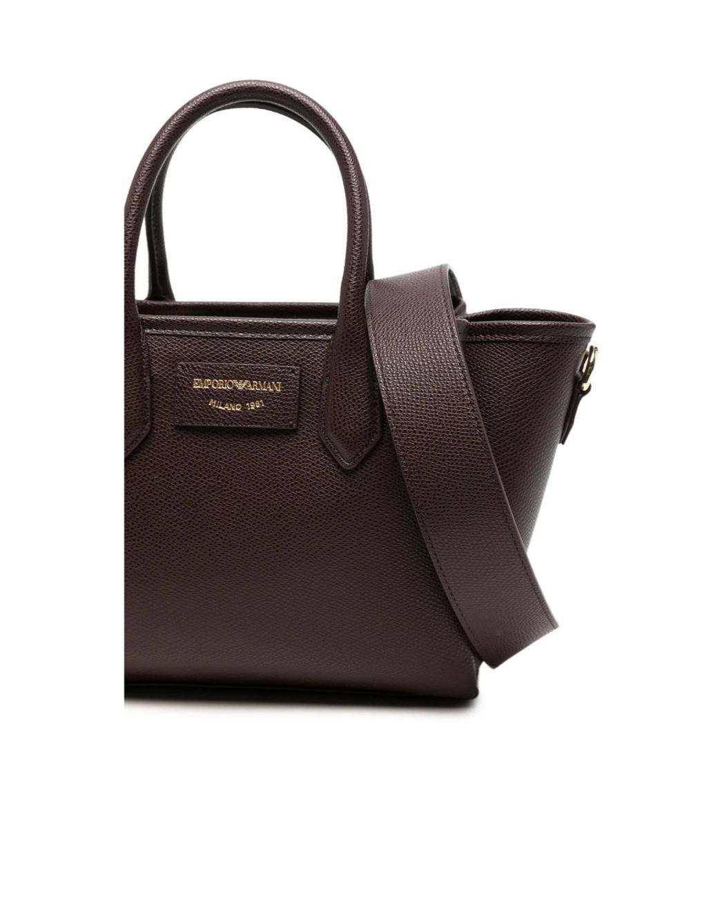 Emporio Armani Brown Grained-Leather Tote Bag