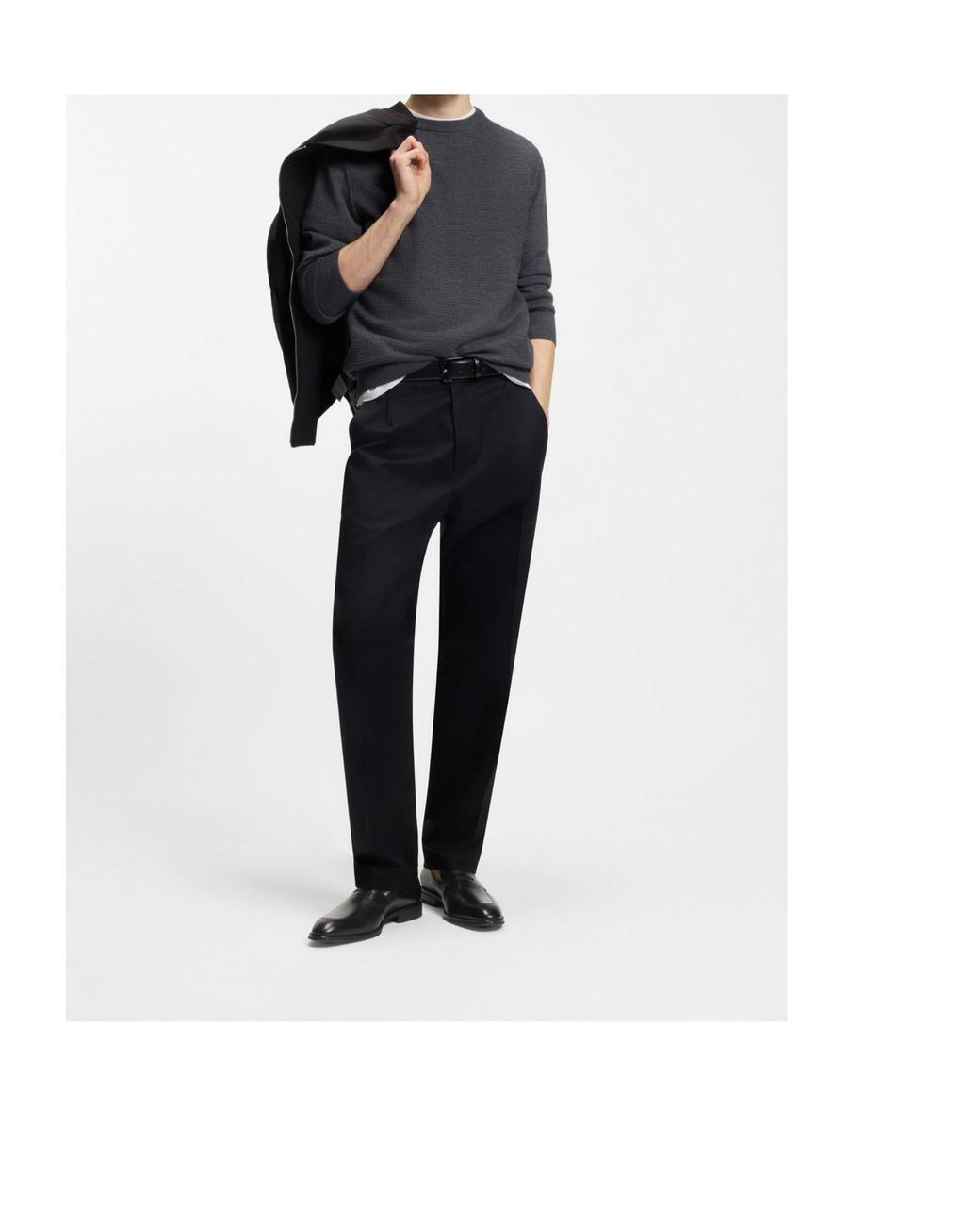 Boss Black Textured-Tongue Loafers for men