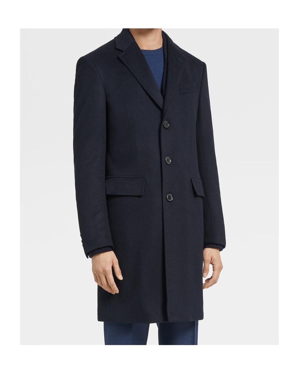 Zegna Blue Oasi Single-Breasted Coat for men