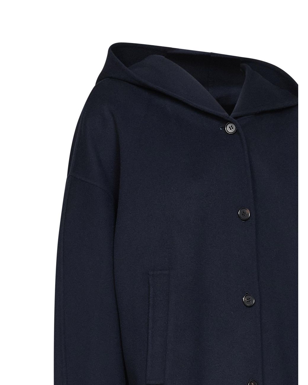 Max Mara Blue 'S Hooded Drop Coat