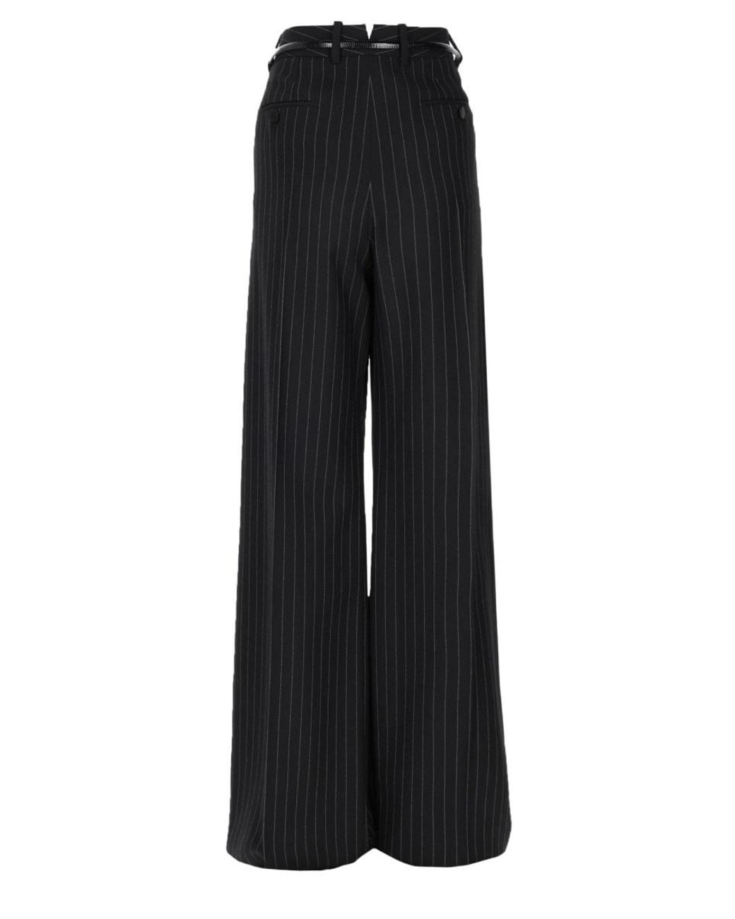 Tom Ford Black Pinstripe Wide-Leg Pants