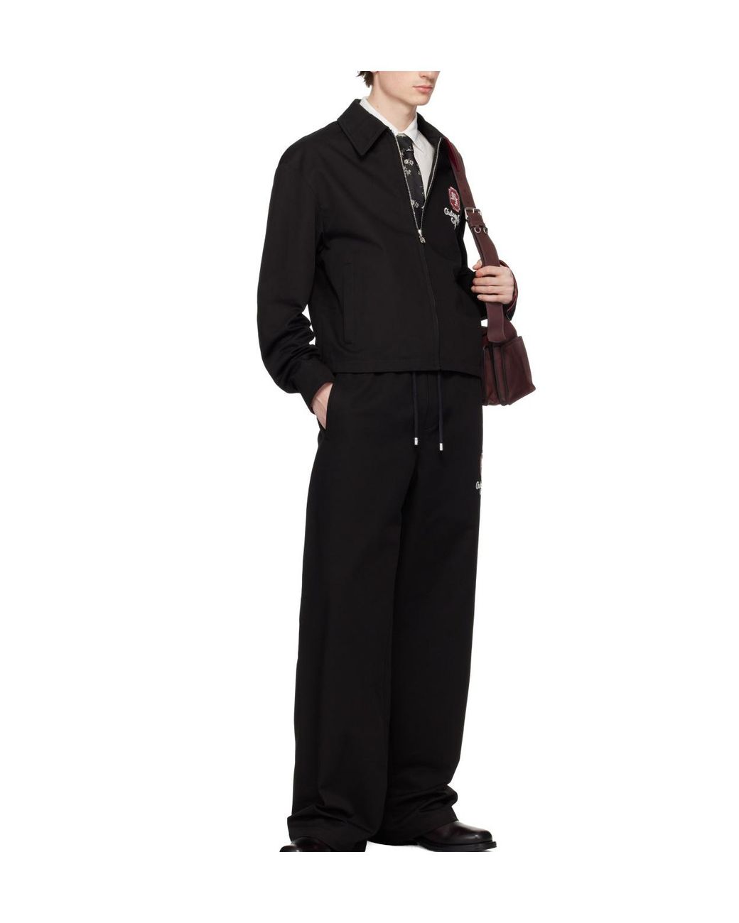 Amiri Black Logo Wide-Leg Pants for men