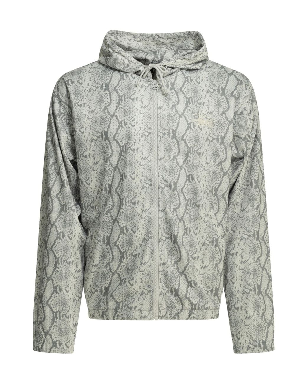 Stussy Gray Stüssy Zip-Up Patterned Hoodie for men