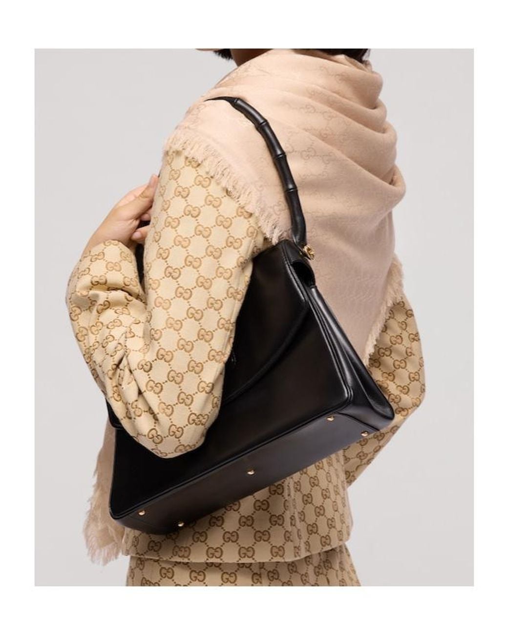 Gucci Natural Shell Gg Jacquard Shawl