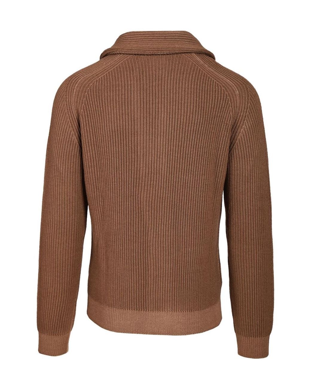 Fedeli Brown Long-Sleeve Cardigan for men