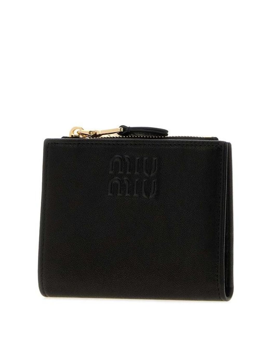 Miu Miu Black Logo-Embossed Zip-Fastening Wallet