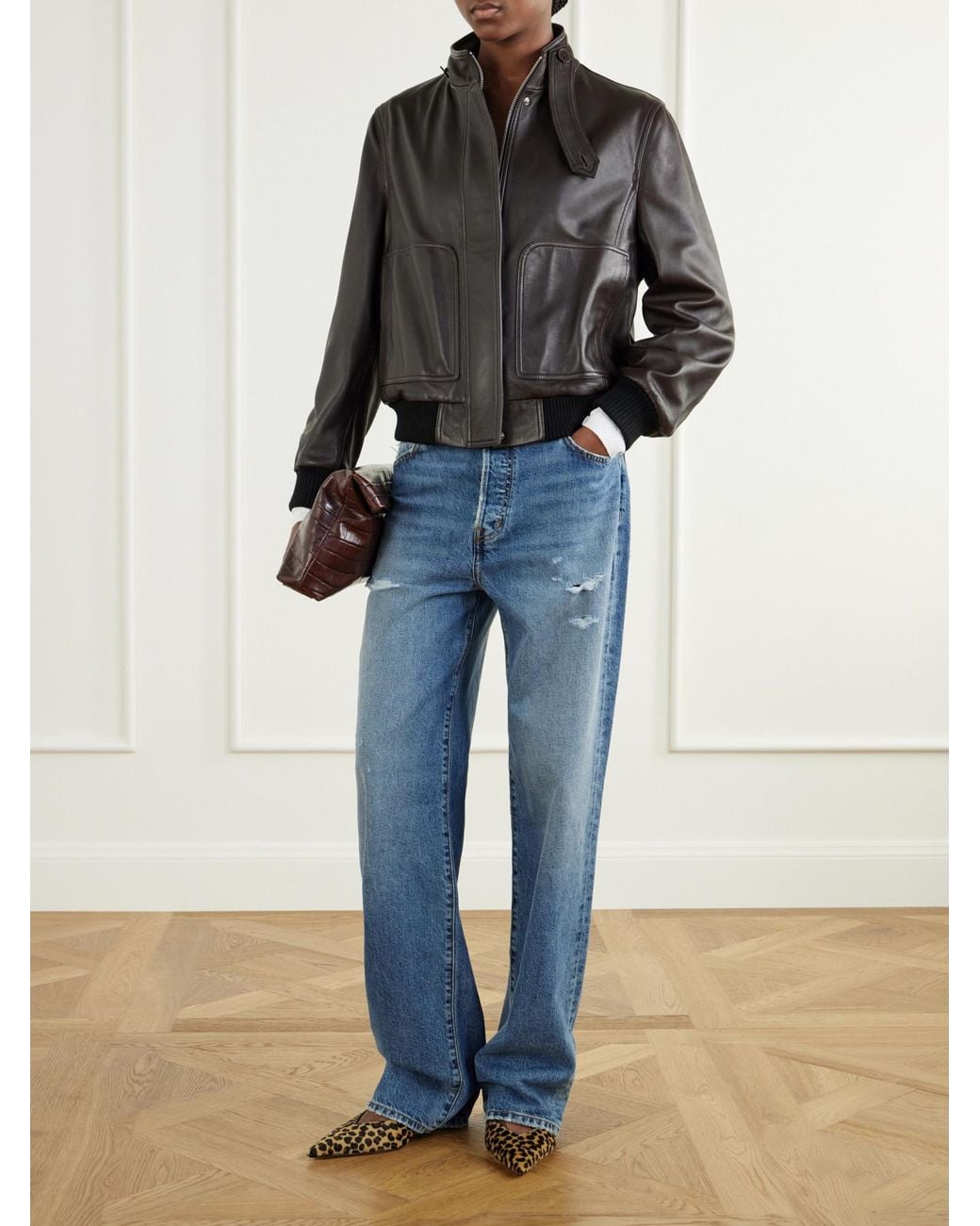 ÉTERNE Blue Saint Boyfriend Distressed Mid-Rise Straight-Leg Jeans