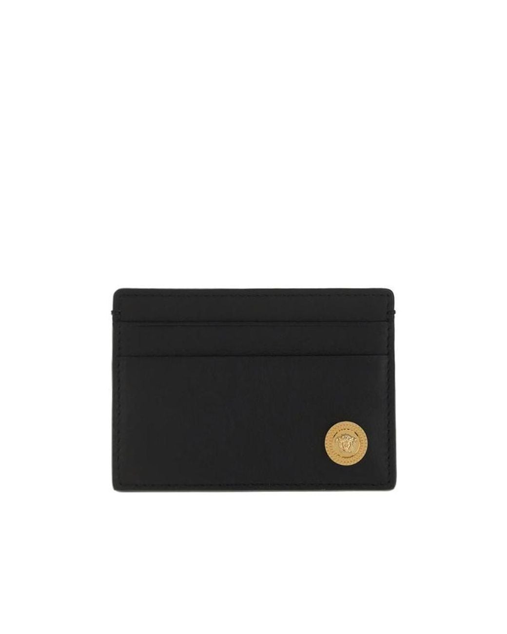 Versace Black Medusa Head Plaque Cardholder for men