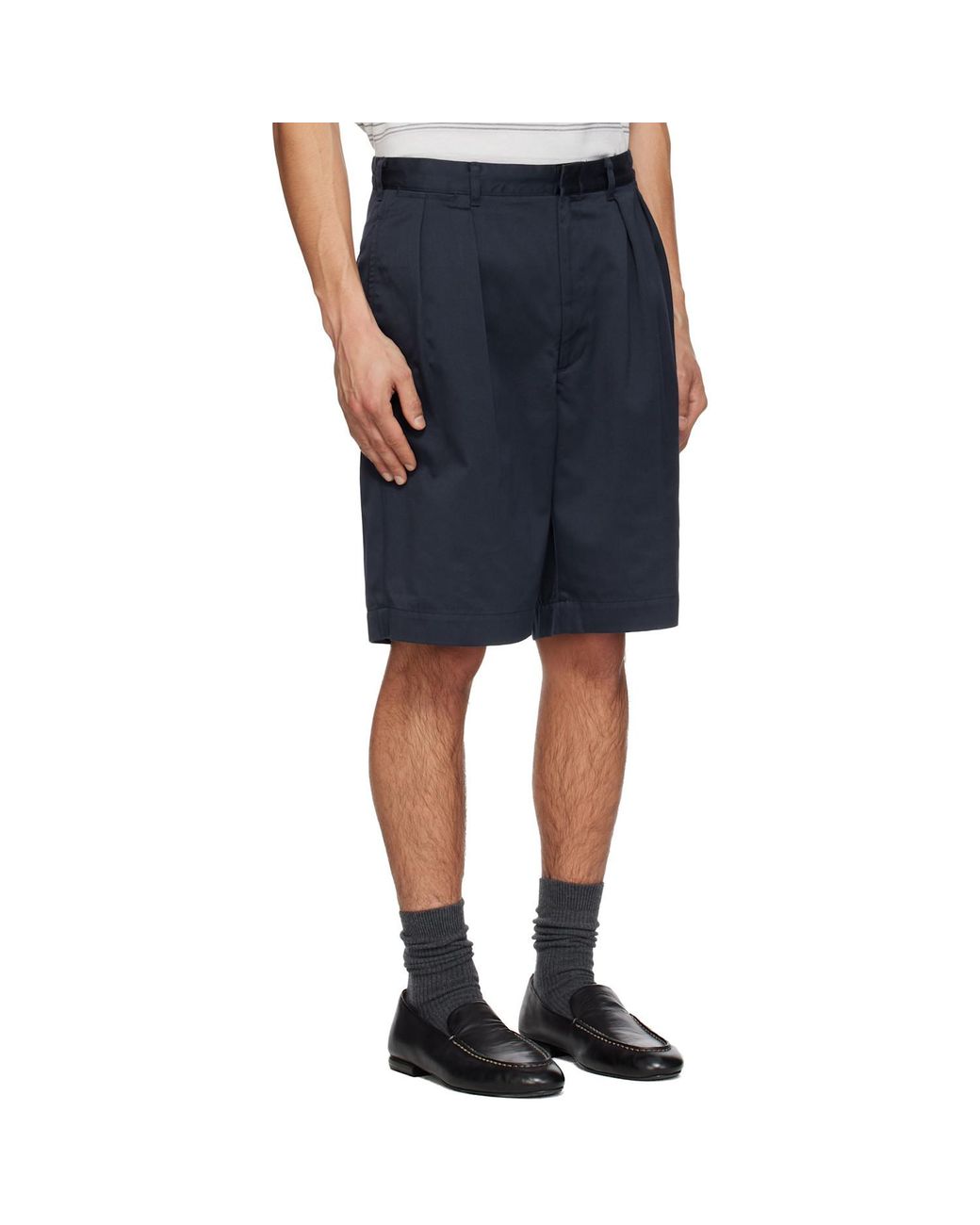 Nanamica Blue Double-Pleated Shorts for men