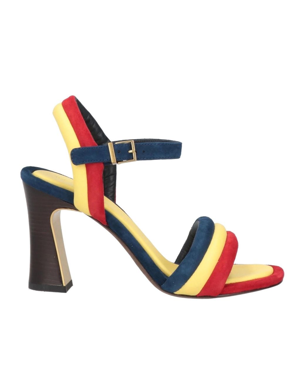 Tory Burch Blue Patchwork Backless Sandals