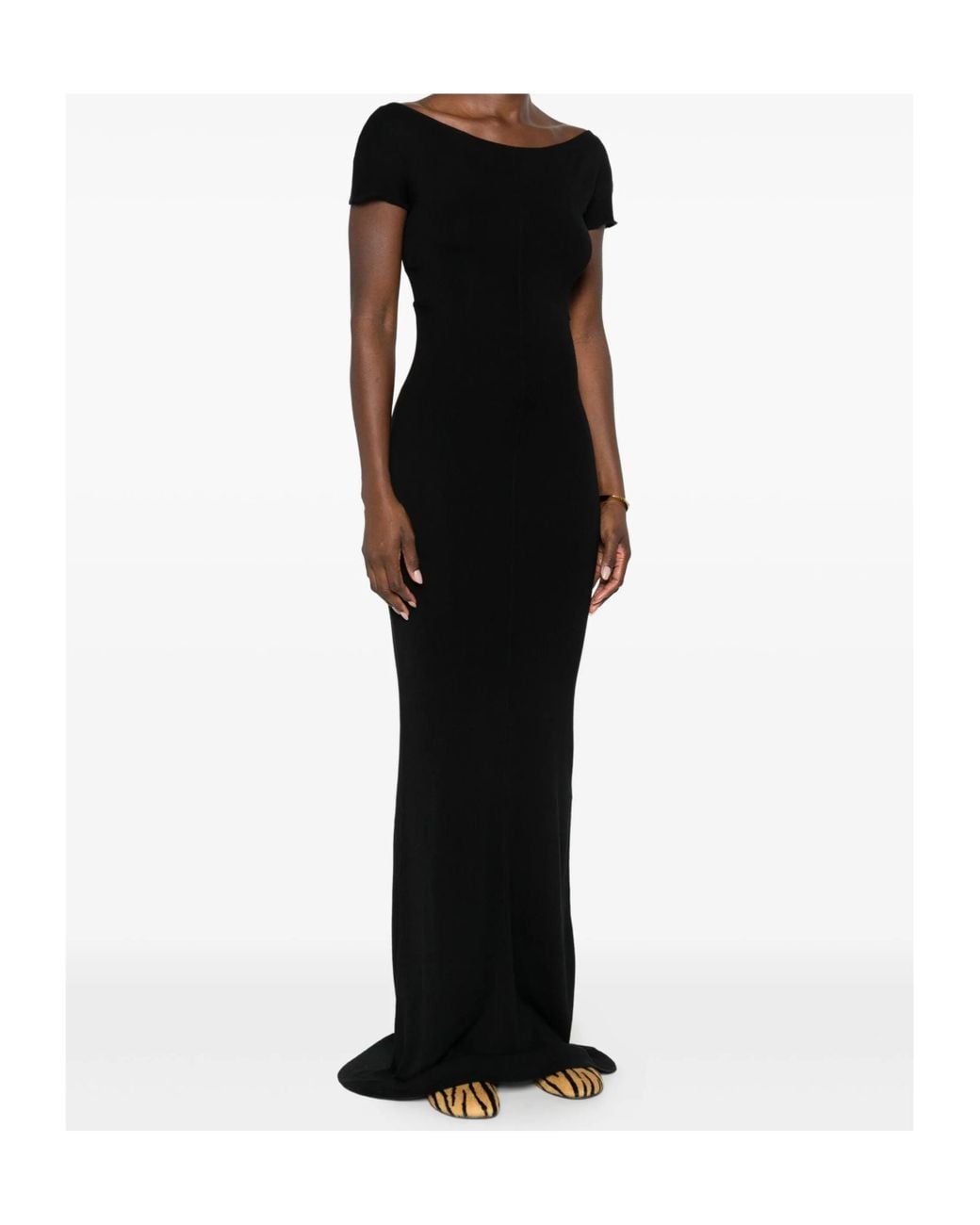AYA MUSE Black Fine-Ribbed Maxi Dress
