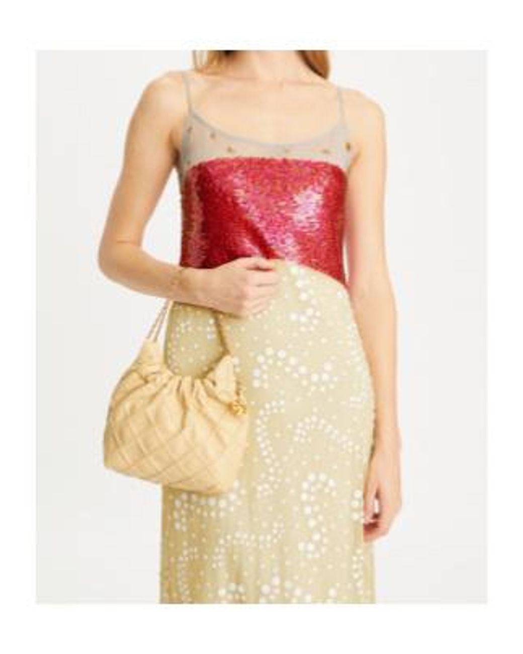 Tory Burch Natural Fleming Drawstring Mini Hobo Bag