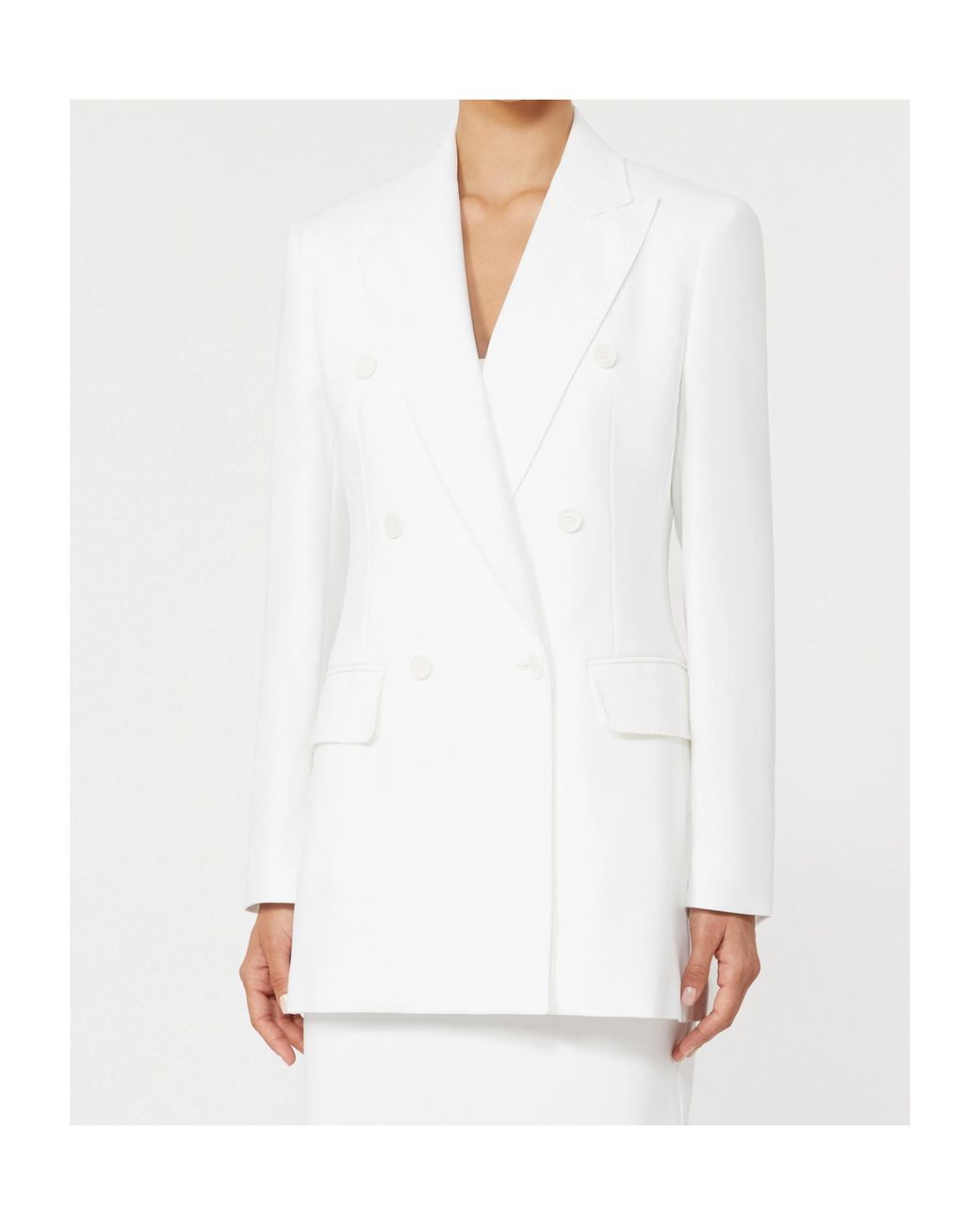 Max Mara White Mxmpagella Double-Breasted Blazer