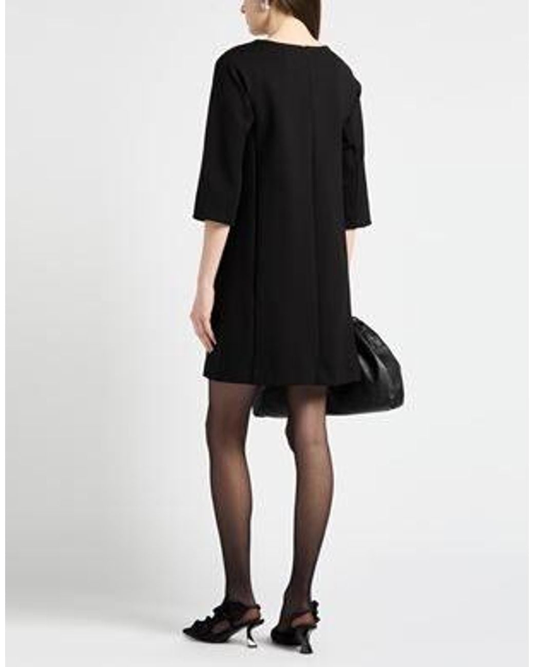 Max Mara Black Solid-Color Stylish Elegant Flared Dress
