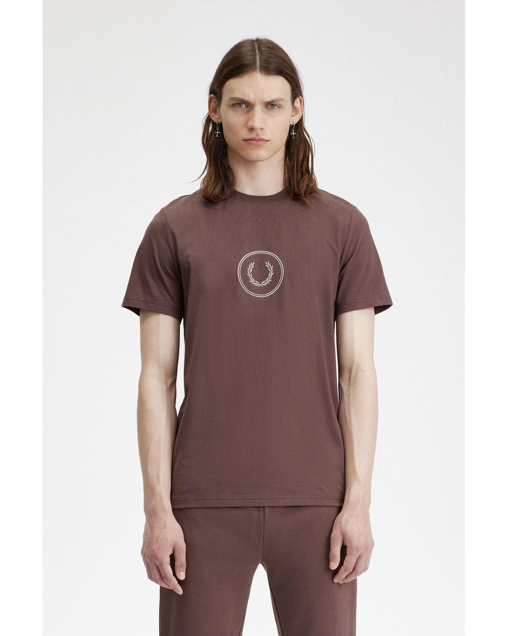 Fred Perry Brown Logo T-Shirt for men