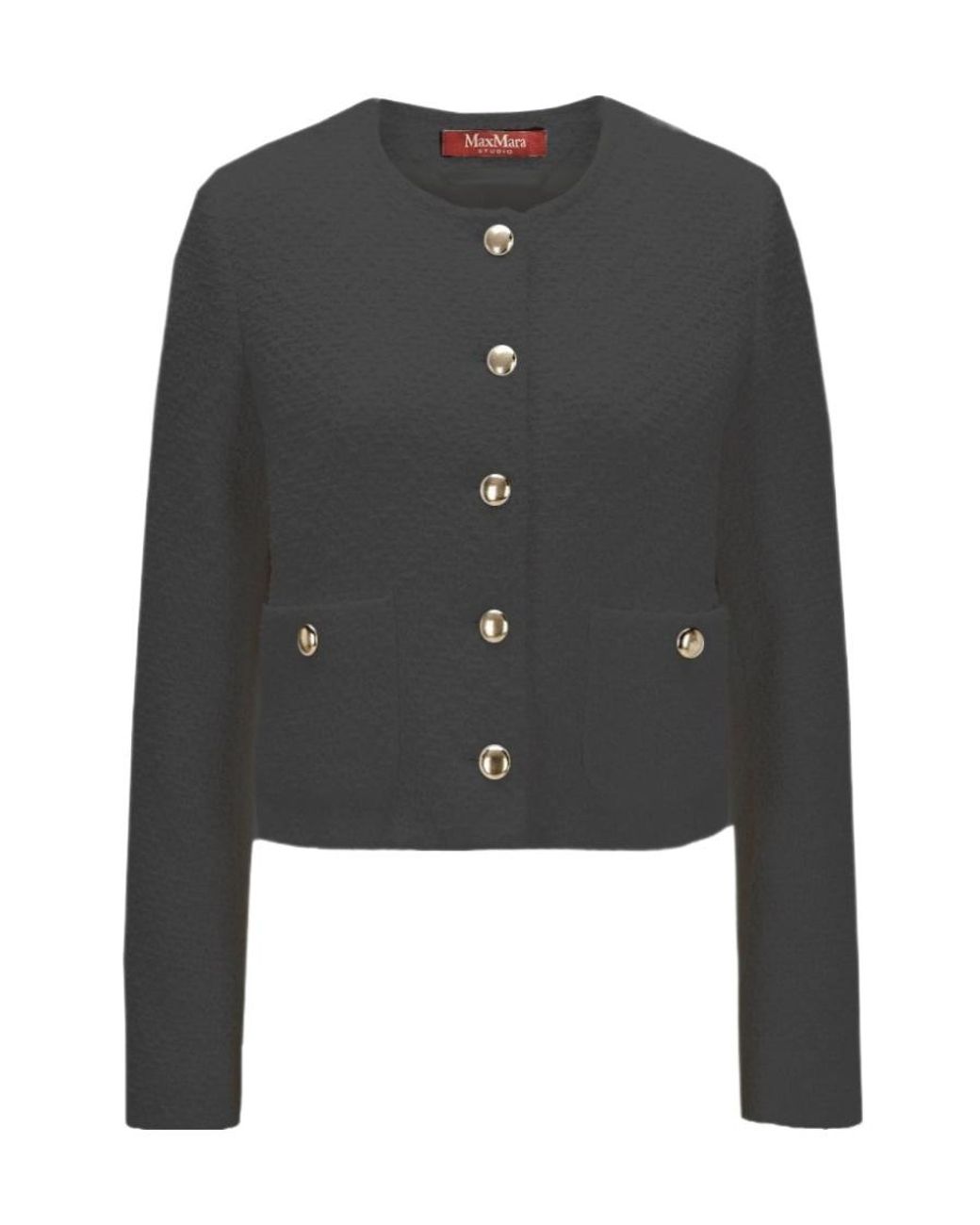 Max Mara Black Gavino Round Neck Short Casual Jacket