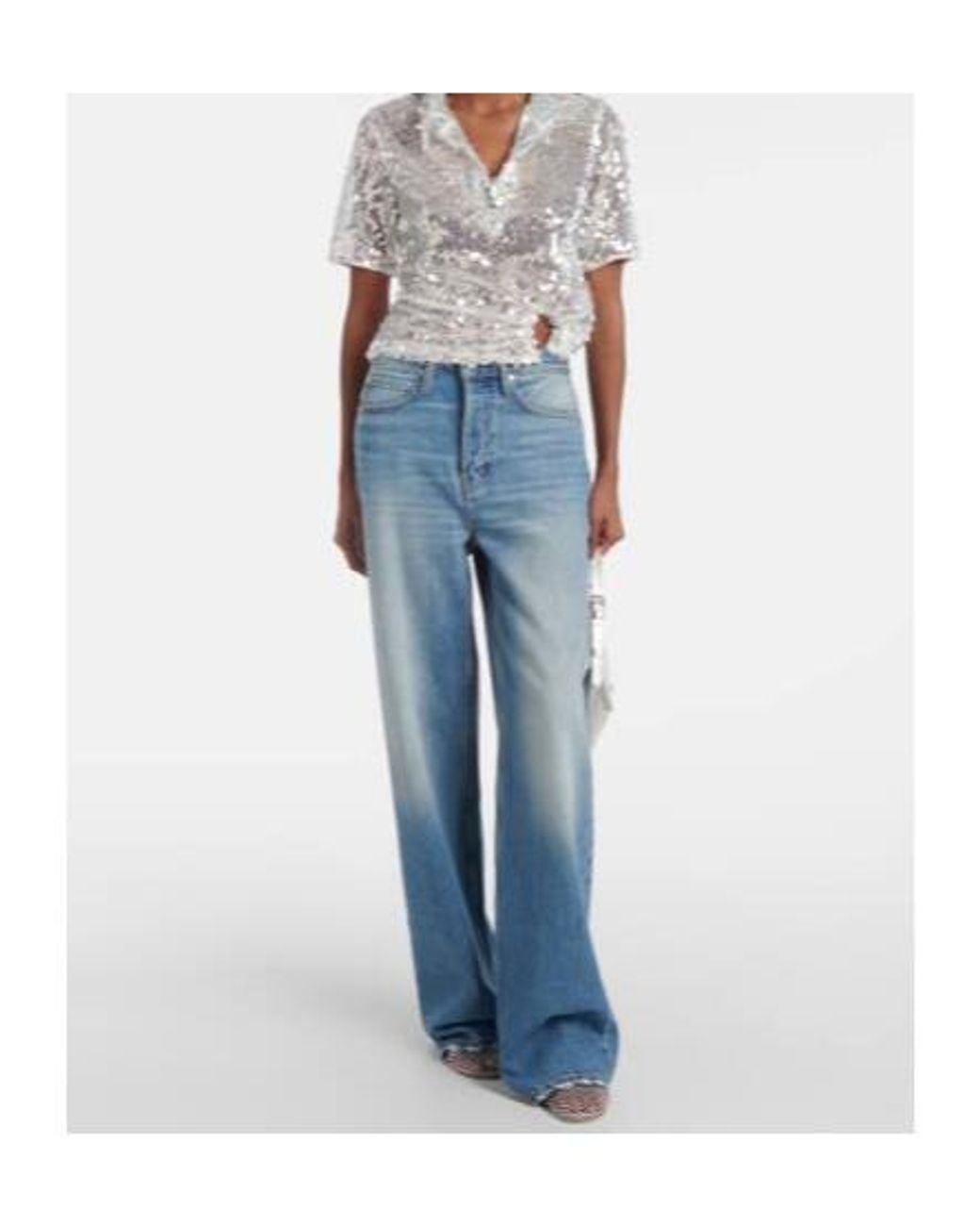 Christopher Esber White Sequined Semi-Sheer Polo Shirt