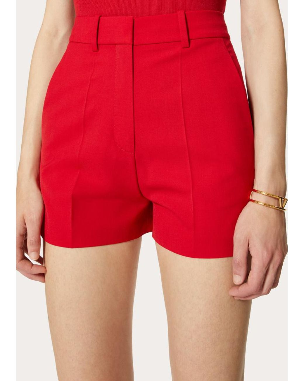 Valentino Red High-Waist Shorts