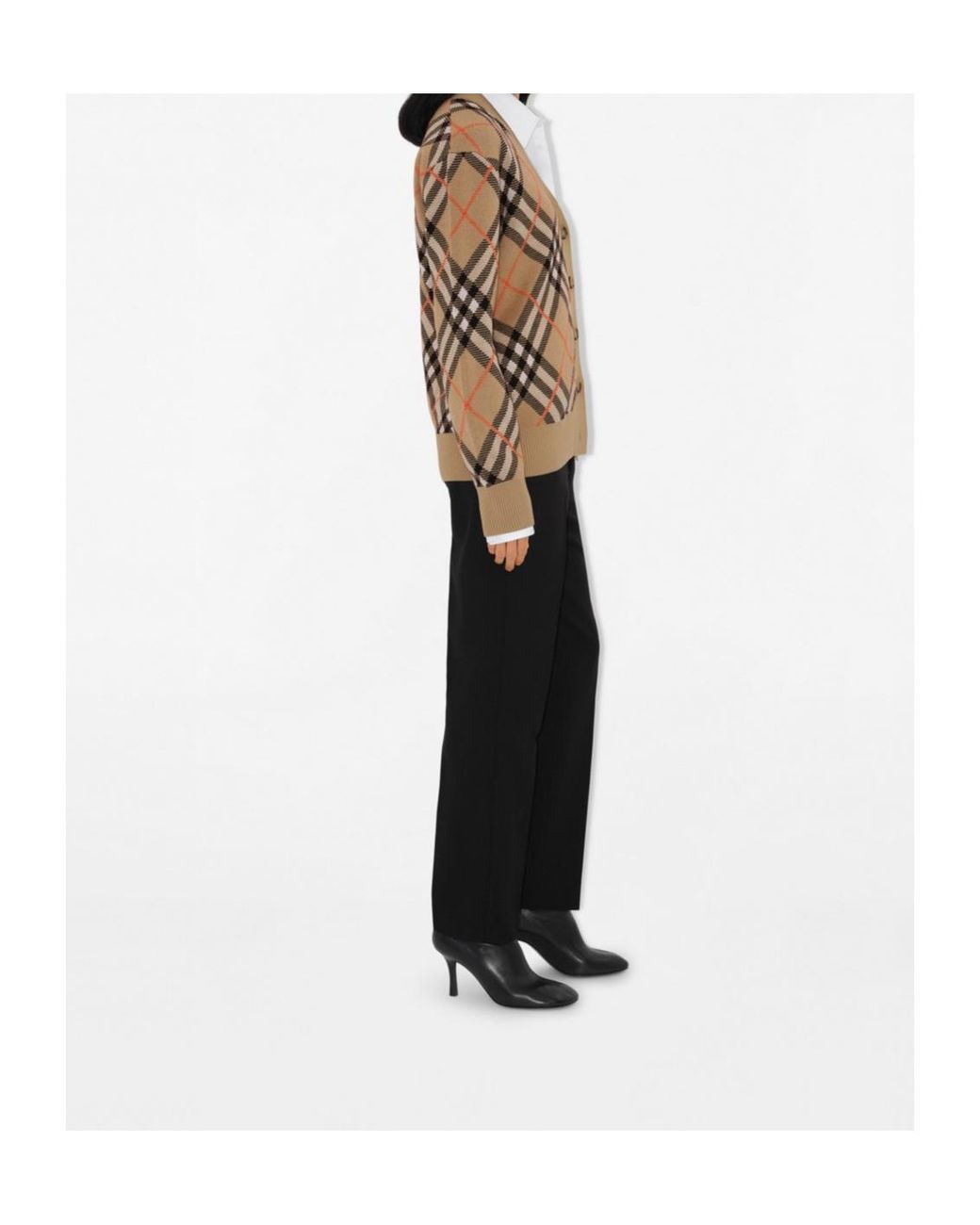 Burberry Brown Checked V-Neck Buttoned Cardigan