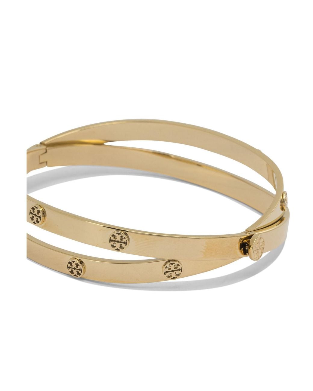 Tory Burch White Logo Stud Cuff Bracelet