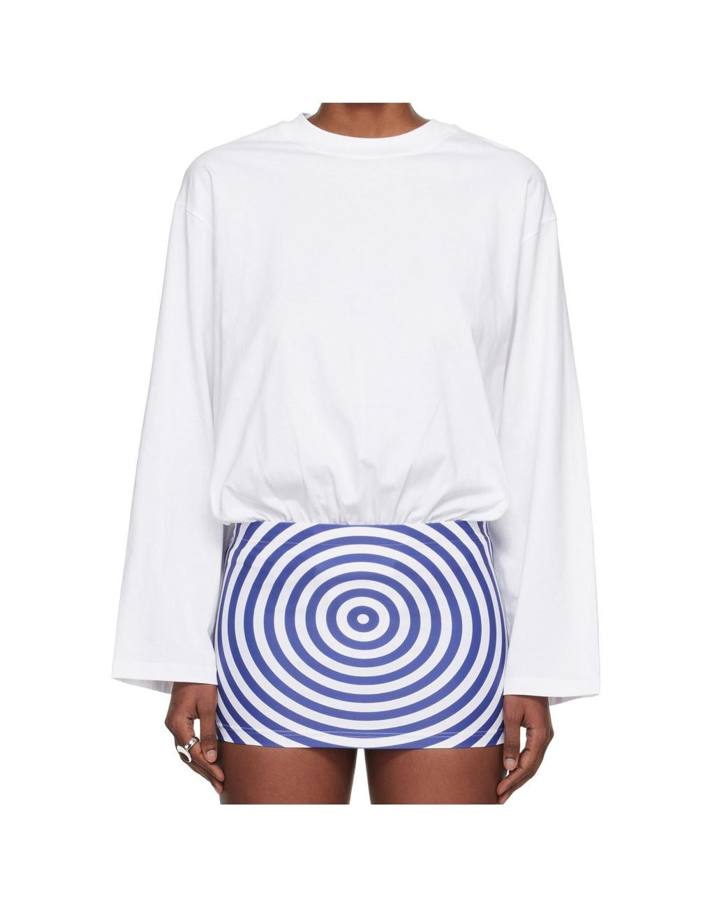 Jean Paul Gaultier White Mix Jersey Long Sleeves Bodysuit