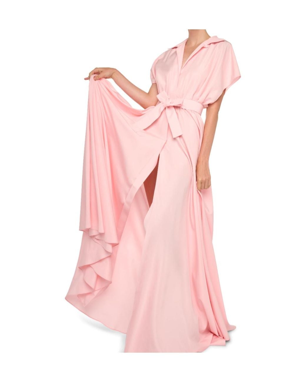 Norma Kamali Pink Super Os Sleeveless Bf Nk Shirt Flared Gown