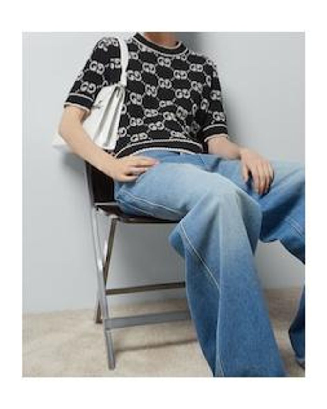 Gucci Black Gg Jacquard Knitted Top