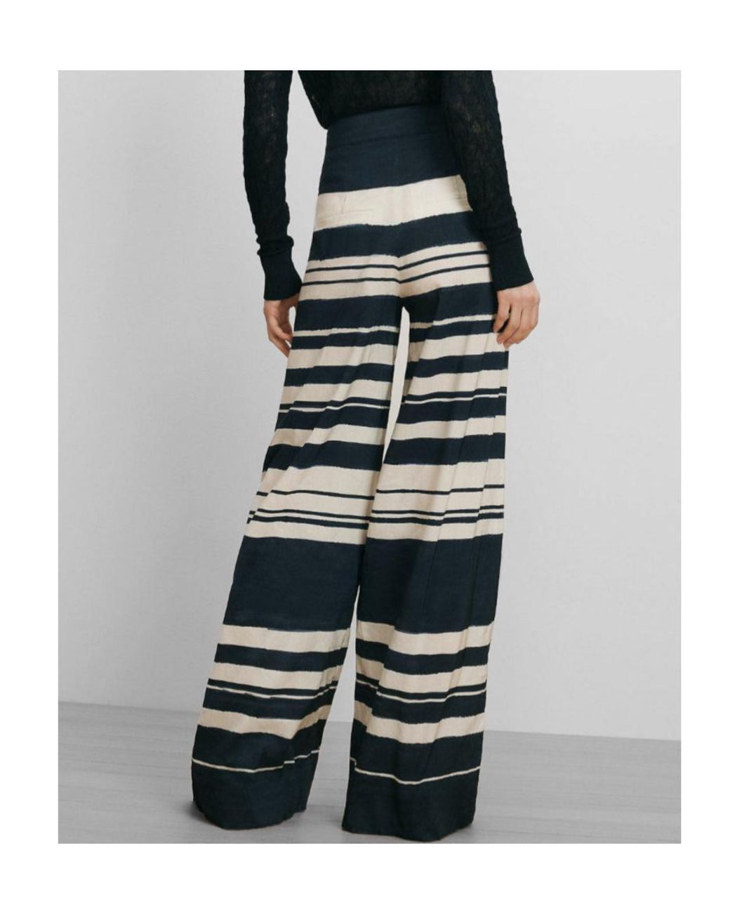 Veronica Beard Blue Striped Wide-Leg Pants