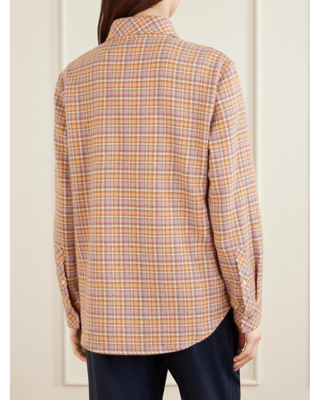 God's True Cashmere Natural Midnight Rose Checked Cashmere Shirt