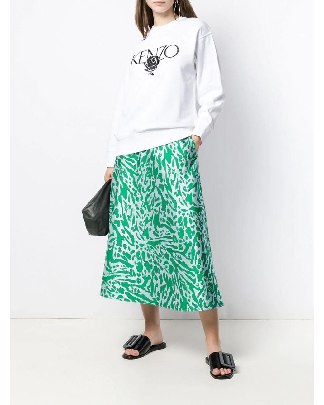 KENZO White Embroidered Rose Logo Sweater