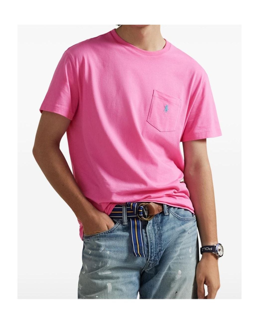 Polo Ralph Lauren Pink Pony Embroidered Crewneck T-Shirt for men