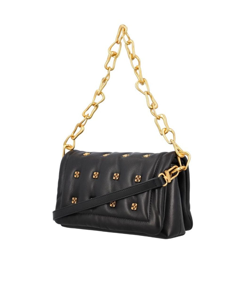 Off-White c/o Virgil Abloh Black Logo Plaque Quilted Crossbody Bag
